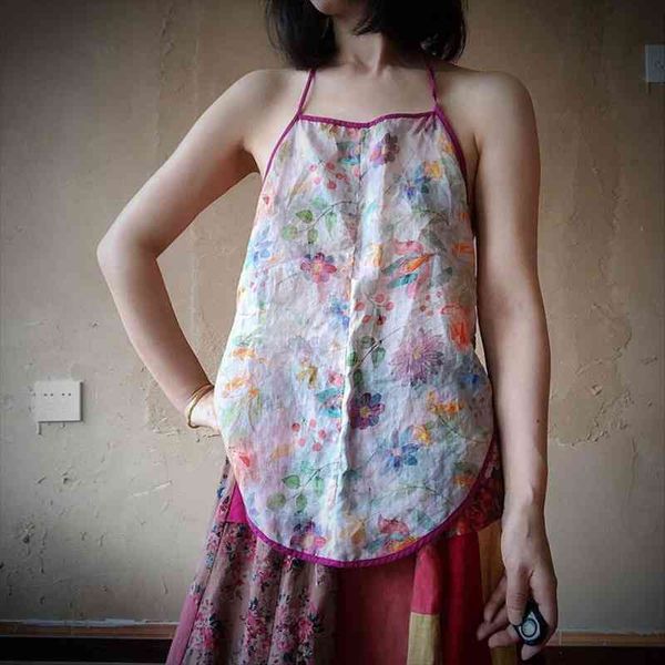 summer ramie slings vintage women tanks print flower o-neck retro comfortable clothes, White
summer ramie slings vintage women tanks print flower o-neck retro comfortable clothes, White
