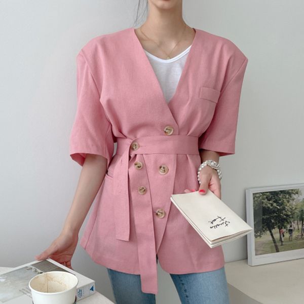 women's suits & blazers korean version of summer temperament elegant pink v-nest three buckle straps loose short-sleeved cardigan, White;black
women's suits & blazers korean version of summer temperament elegant pink v-nest three buckle straps loose short-sleeved cardigan, White;black