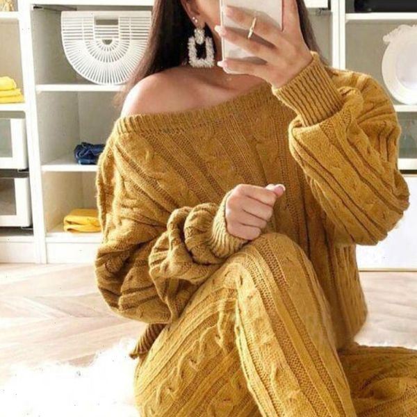 knitted two piece set women long sleeve and long pants winter sweater two piece set, Gray
knitted two piece set women long sleeve and long pants winter sweater two piece set, Gray
