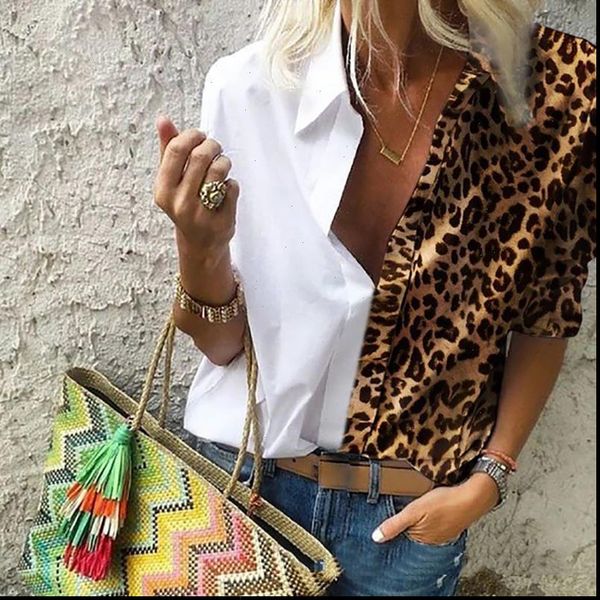 women leopard print patchwork blouse shirts deep v neck long sleeve blouse elegant office lady plus size 5xl, White
women leopard print patchwork blouse shirts deep v neck long sleeve blouse elegant office lady plus size 5xl, White