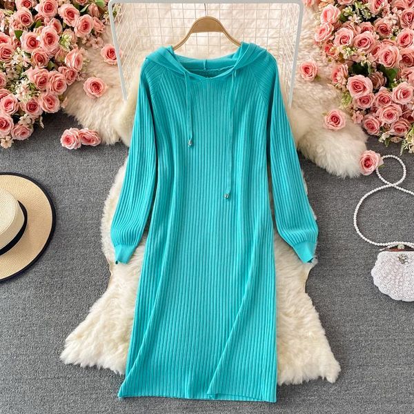 casual dresses fashion hooded knitted dress women autumn 2021 winter korean loose a-line midi sweater for vestidos, Black;gray
casual dresses fashion hooded knitted dress women autumn 2021 winter korean loose a-line midi sweater for vestidos, Black;gray