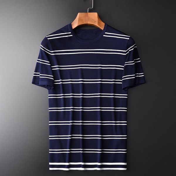 minglu knitted mens t-shirts luxury stripe fabric short sleeve mens t-shirt plus size 3xl 4xl round collar slim man tee summer, White;black
minglu knitted mens t-shirts luxury stripe fabric short sleeve mens t-shirt plus size 3xl 4xl round collar slim man tee summer, White;black