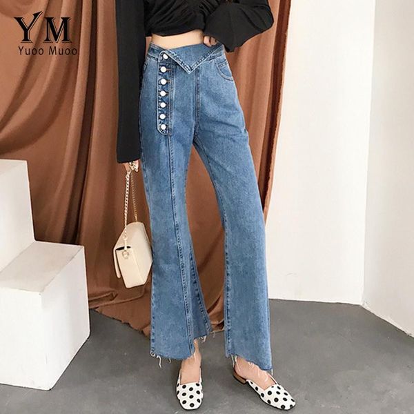 women's jeans yuoomuoo korean style women fold-over high waist single-breasted skinny fashion streetwear denim pants flare, Blue
women's jeans yuoomuoo korean style women fold-over high waist single-breasted skinny fashion streetwear denim pants flare, Blue