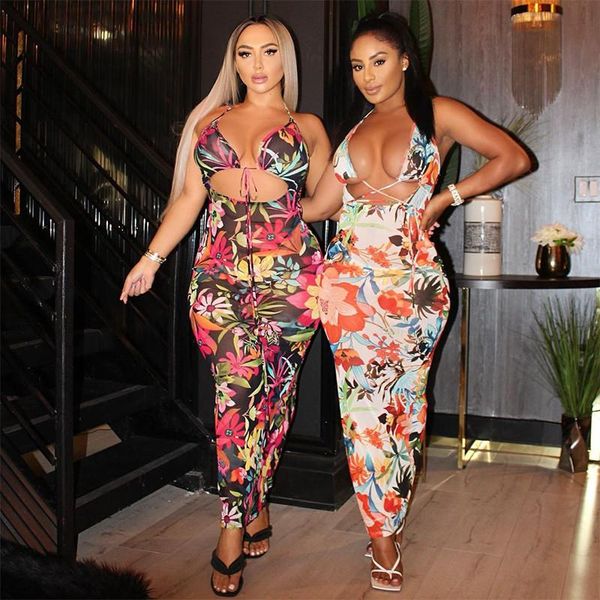 women's swimwear floral print long dress bandage women hollow out v-neck backless sleeveless clubwear party female outfits, White;black
women's swimwear floral print long dress bandage women hollow out v-neck backless sleeveless clubwear party female outfits, White;black