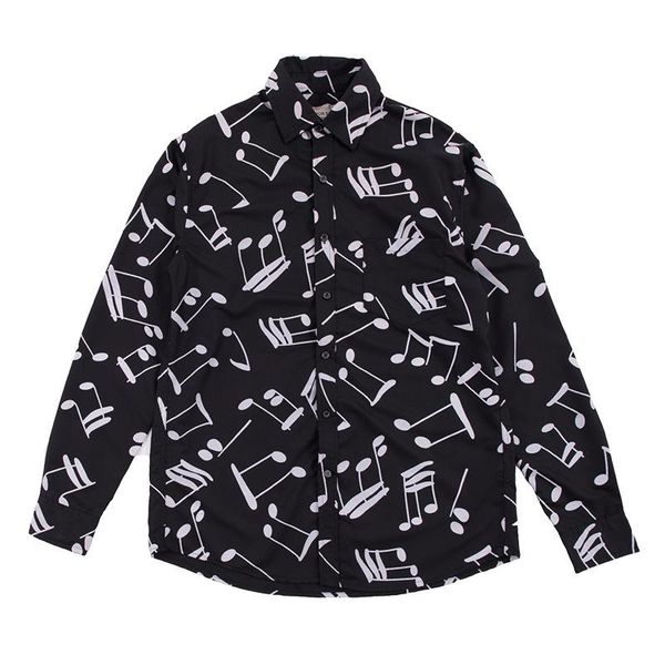 men's casual shirts musical note printed shirt japanese streetwear long sleeve loose camisas hombre mens polka dot blouse, White;black
men's casual shirts musical note printed shirt japanese streetwear long sleeve loose camisas hombre mens polka dot blouse, White;black