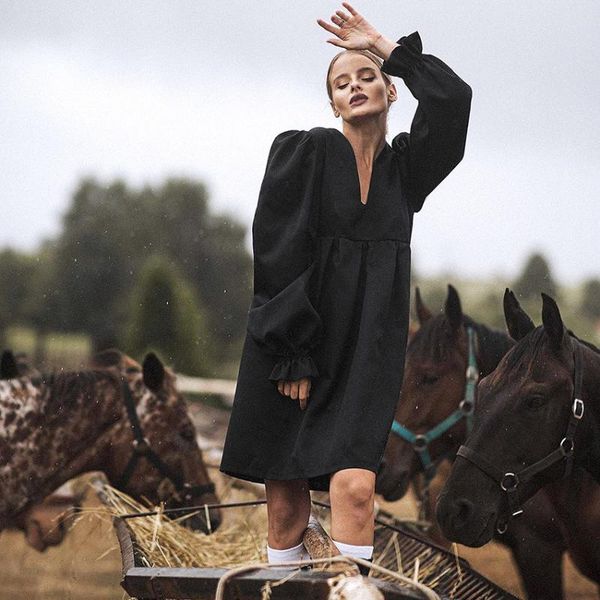 casual dresses dress women autumn winter clothes 2021 v neck lantern sleeve high waist black vintage women's, Black;gray
casual dresses dress women autumn winter clothes 2021 v neck lantern sleeve high waist black vintage women's, Black;gray
