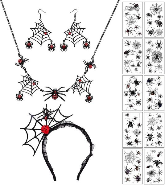 pendant necklaces halloween spider necklace earring set for women black web choker cosplay dangle hair hoop tattoos costume, Silver
pendant necklaces halloween spider necklace earring set for women black web choker cosplay dangle hair hoop tattoos costume, Silver