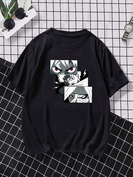 men cartoon figure graphic tee o1og#, White;black