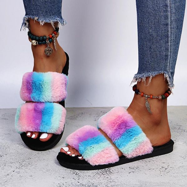 slippers 2021 winter home mixed color stripe women fur bedroom faux warm plush indoor multicolor ladies fluffy, Black
slippers 2021 winter home mixed color stripe women fur bedroom faux warm plush indoor multicolor ladies fluffy, Black