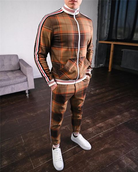 men's tracksuits men casual zipper set autumn tracksuit fashion jackets sets mens colorful plaid male sweatshirt pocket, Gray
men's tracksuits men casual zipper set autumn tracksuit fashion jackets sets mens colorful plaid male sweatshirt pocket, Gray