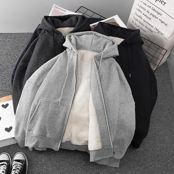 women's jackets cardigan sweater hooded winter clothing student plus size loose velvet thickened lambswool warm coat, Black;brown
women's jackets cardigan sweater hooded winter clothing student plus size loose velvet thickened lambswool warm coat, Black;brown