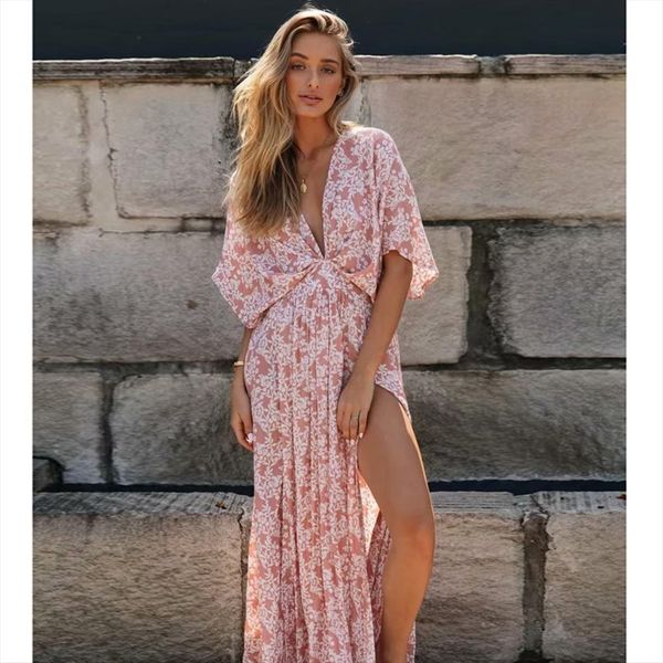 pink floral printed maxi womens dress summer deep v neck batwing sleeve vintage vestidos boho beach casual long, Black;gray
pink floral printed maxi womens dress summer deep v neck batwing sleeve vintage vestidos boho beach casual long, Black;gray