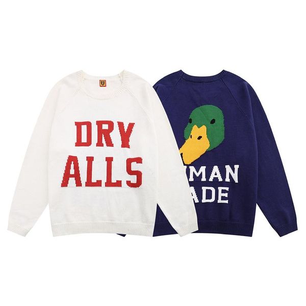 men's sweaters 2021 human made green headed duck letter clothes cartoon sweater trend round neck couple versatile men women, White;black
men's sweaters 2021 human made green headed duck letter clothes cartoon sweater trend round neck couple versatile men women, White;black