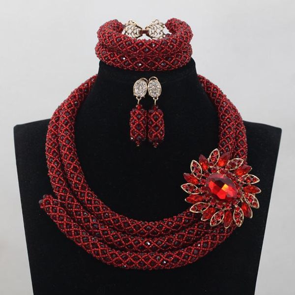 earrings & necklace nigerian wine red beads jewelry sets 2.5 layers wedding costume african crystal bridal bracelet anj132, Silver
earrings & necklace nigerian wine red beads jewelry sets 2.5 layers wedding costume african crystal bridal bracelet anj132, Silver