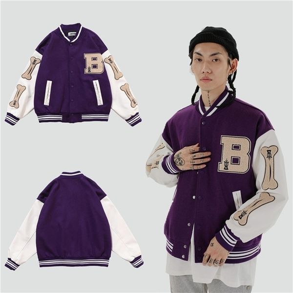 mens hip hop baseball jacket coats big letter b bone embroidery patchwork japan korean style streetwear college rock 211214, Black;brown
mens hip hop baseball jacket coats big letter b bone embroidery patchwork japan korean style streetwear college rock 211214, Black;brown