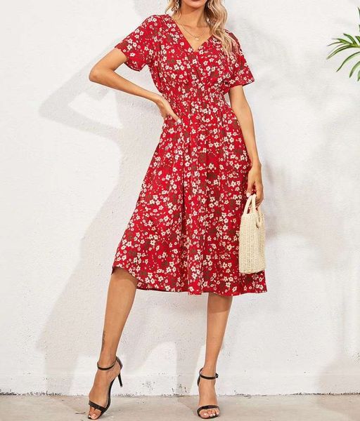 summer floral print dress, Black;gray
summer floral print dress, Black;gray