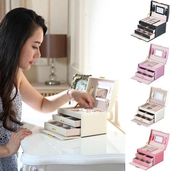 jewelry organizer box 3-layer 2-drawer necklace earring watch carrying storage case holder display case lockable
jewelry organizer box 3-layer 2-drawer necklace earring watch carrying storage case holder display case lockable