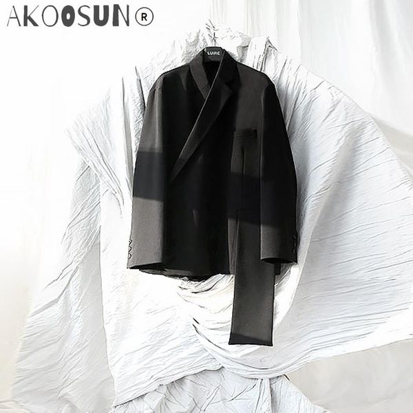 men's suits & blazers men blazer asymmetrical design jacket suit advanced korean style trendy casual handsome singer stage clthes, White;black
men's suits & blazers men blazer asymmetrical design jacket suit advanced korean style trendy casual handsome singer stage clthes, White;black