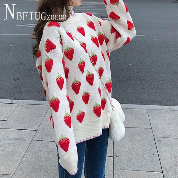 women's sweaters strawberry jacquard sweet loose women sweater kawaii autumn female bottoming, White;black
women's sweaters strawberry jacquard sweet loose women sweater kawaii autumn female bottoming, White;black