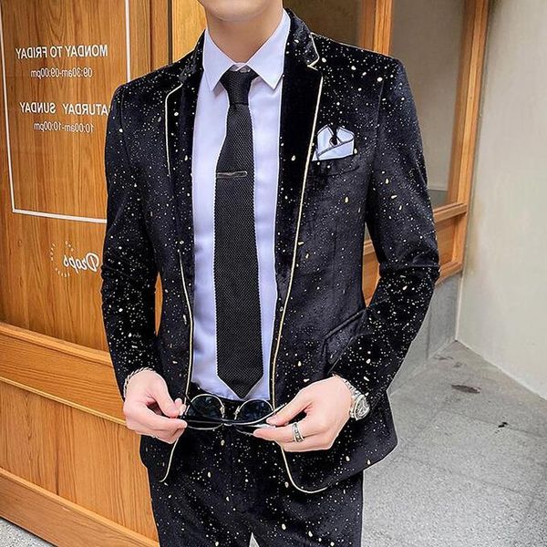 men's suits & blazers dots pattern decorated black blazer with polyester material and single button closure fashion slim fit style men, White;black
men's suits & blazers dots pattern decorated black blazer with polyester material and single button closure fashion slim fit style men, White;black