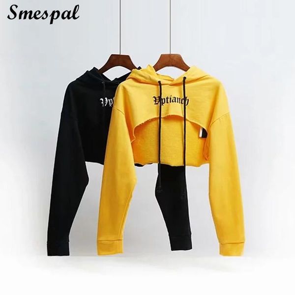 women fashion long sleeve cropped solid sweatshirt oversize hoodie in letter printing, Black
women fashion long sleeve cropped solid sweatshirt oversize hoodie in letter printing, Black