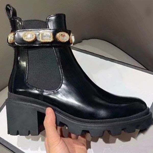 inlaid crystal belt leather ankle boots with metal buckle autumn and winter womens fashion platform martin booties, Black
inlaid crystal belt leather ankle boots with metal buckle autumn and winter womens fashion platform martin booties, Black