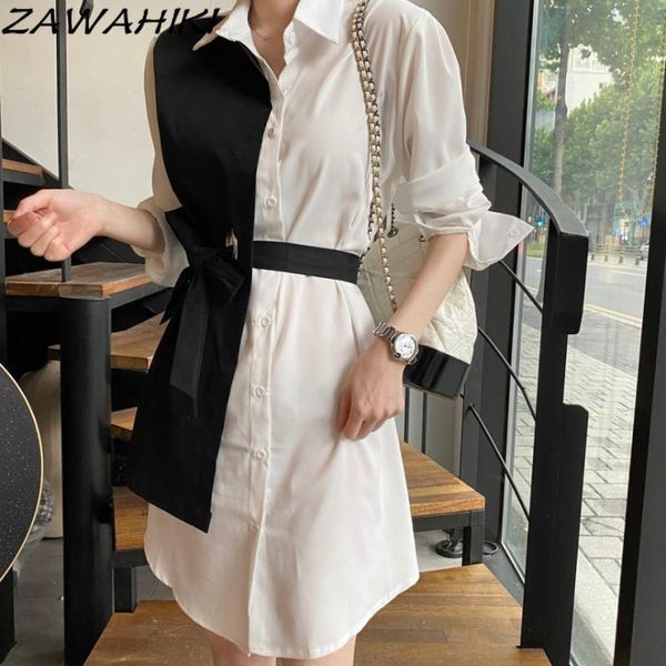 casual dresses zawahiki autumn style femme robe korean elegant fake two-piece dress long sleeve loose fashion women with belt, Black;gray
casual dresses zawahiki autumn style femme robe korean elegant fake two-piece dress long sleeve loose fashion women with belt, Black;gray