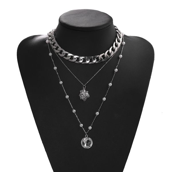 new fashion selling necklace metal punk style women's clavicle multi chain exquisite design pendant, Silver
new fashion selling necklace metal punk style women's clavicle multi chain exquisite design pendant, Silver