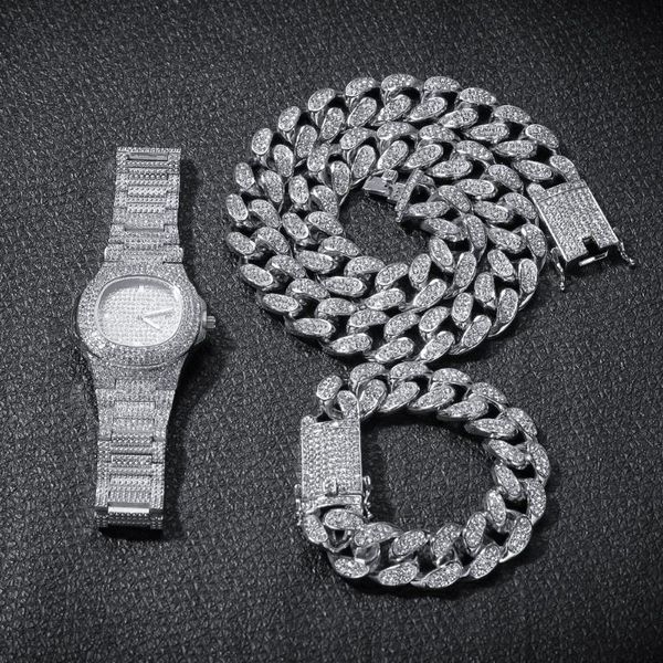 wristwatches personality hip-hop style diamond-encrusted watch+bracelet+necklace -3pcs/set man watch set, Slivery;brown
wristwatches personality hip-hop style diamond-encrusted watch+bracelet+necklace -3pcs/set man watch set, Slivery;brown