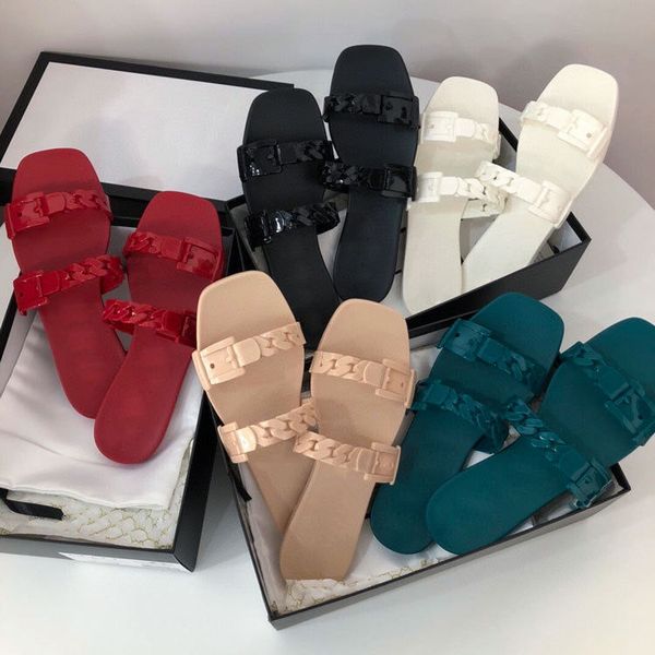 2021 new summer slippers women's fashion wear plastic sandals flat bottom chain slippers square net red shoes, Black
2021 new summer slippers women's fashion wear plastic sandals flat bottom chain slippers square net red shoes, Black