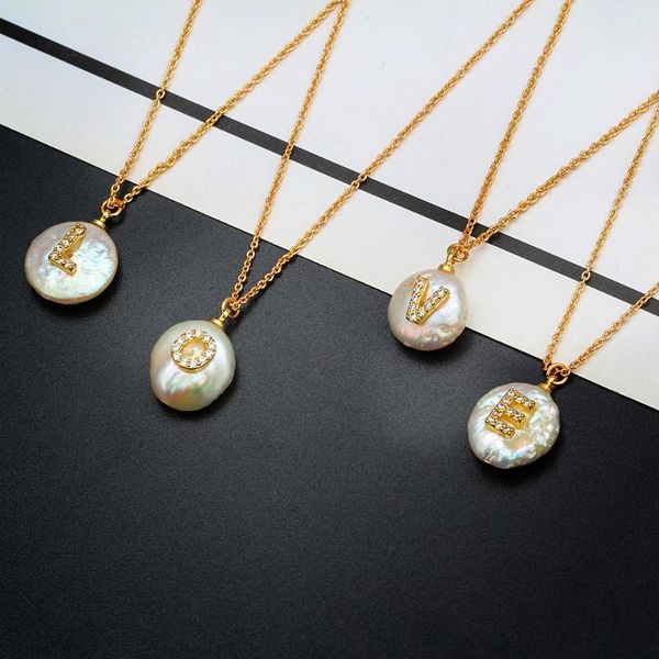 pendant necklaces 26 letters necklace ladies natural freshwater pearl inlaid zircon copper chain exquisite jewelry party holiday gift, Silver
pendant necklaces 26 letters necklace ladies natural freshwater pearl inlaid zircon copper chain exquisite jewelry party holiday gift, Silver