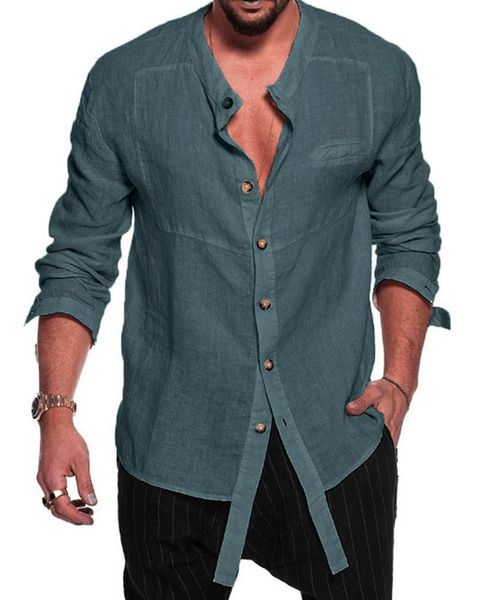 men's casual shirts youth standing collar cotton linen loose fashion long-sleeved shirt, White;black
men's casual shirts youth standing collar cotton linen loose fashion long-sleeved shirt, White;black