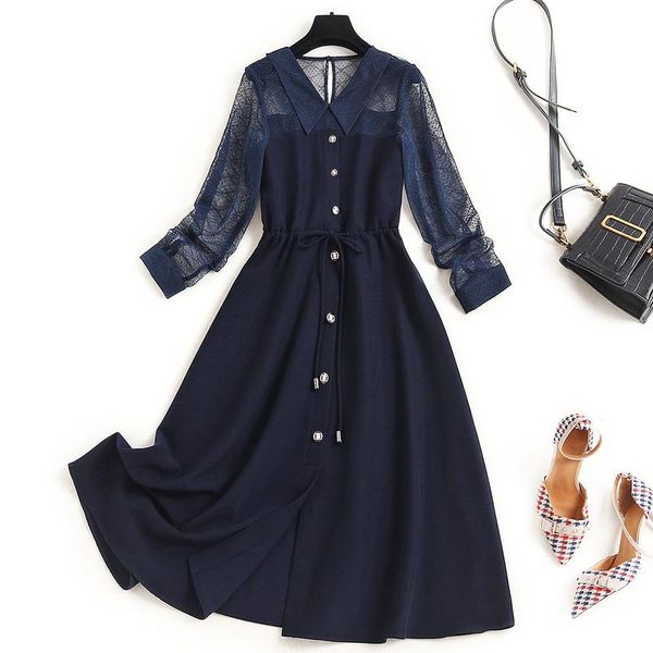 casual dresses dress women 2021 early autumn lace stitching medium-length single-breasted drawstring waist a line 15103 vestido, Black;gray
casual dresses dress women 2021 early autumn lace stitching medium-length single-breasted drawstring waist a line 15103 vestido, Black;gray