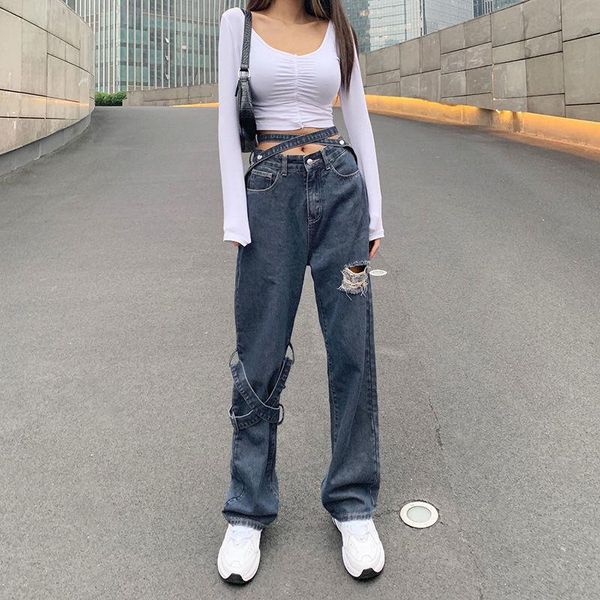 women's jeans woman pants ribbon high waist loose straight wide leg hole on pantalones vaqueros mujer, Blue
women's jeans woman pants ribbon high waist loose straight wide leg hole on pantalones vaqueros mujer, Blue