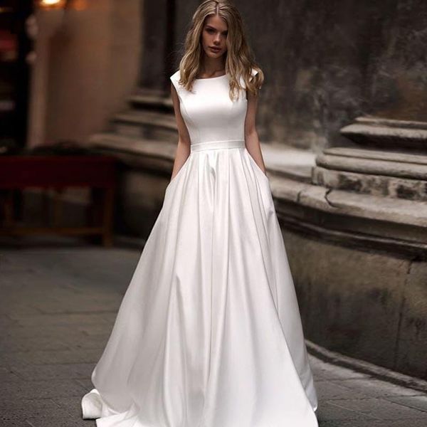 simple 2021 new a-line backless elegant scoop zipper satin train bridal gown wedding es vestidos de noiva custom k255, White
simple 2021 new a-line backless elegant scoop zipper satin train bridal gown wedding es vestidos de noiva custom k255, White
