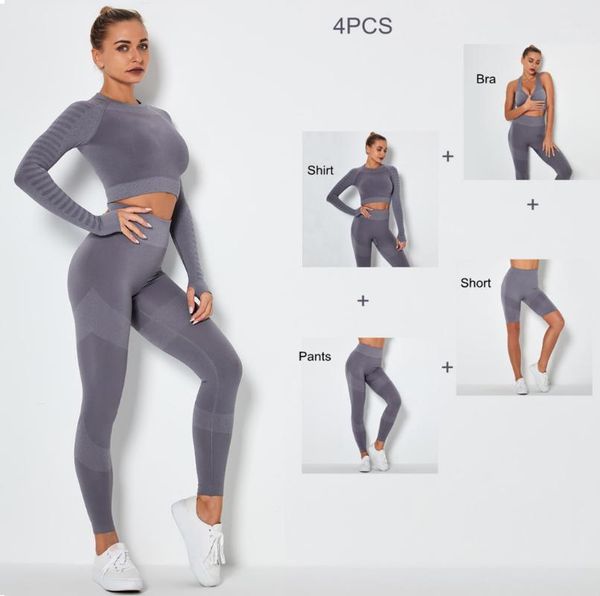 2/4pcs seamless women yoga set workout sportswear gym clothing fitness long sleeve crop high waist leggings sports suits1, White;red
2/4pcs seamless women yoga set workout sportswear gym clothing fitness long sleeve crop high waist leggings sports suits1, White;red