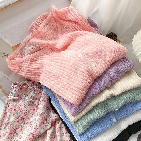 women's knits & tees square single row buckled long-sleeved spring and summer korean style gentle wind with solid-colored knitted cardi, White
women's knits & tees square single row buckled long-sleeved spring and summer korean style gentle wind with solid-colored knitted cardi, White