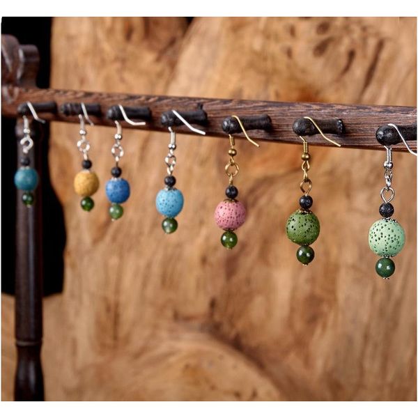 8 colors handmade bohemian earrings natural lava-rock stone vintage ethnic earrings jewelry dangle earrings for essential oil diffuser rhejm, Silver
8 colors handmade bohemian earrings natural lava-rock stone vintage ethnic earrings jewelry dangle earrings for essential oil diffuser rhejm, Silver