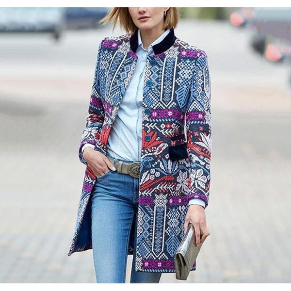 women's wool & blends 2021 european and american coat couture fashion print long-sleeved jacket lady office clothing, Black
women's wool & blends 2021 european and american coat couture fashion print long-sleeved jacket lady office clothing, Black