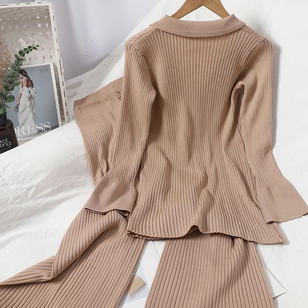 new autumn winter knit korean sweaters two piece sets wild lapel cardigan shirt loose wide leg pants two-piece suit 9tm2, Gray
new autumn winter knit korean sweaters two piece sets wild lapel cardigan shirt loose wide leg pants two-piece suit 9tm2, Gray