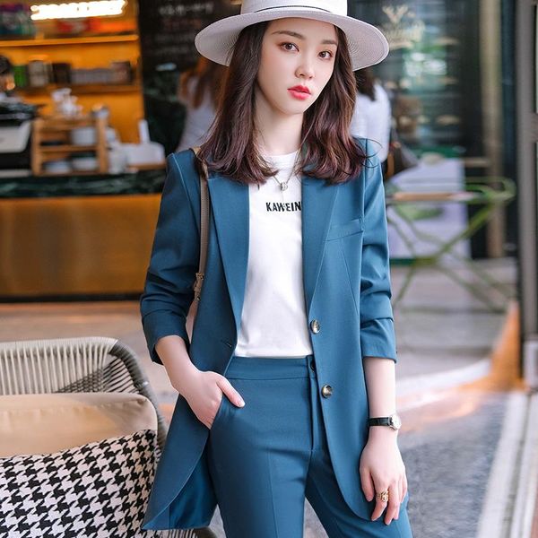 women's two piece pants autumn women blazer and sets 2 pieces ol styles fashion casual pockets loose jacket formal professional suits t, White
women's two piece pants autumn women blazer and sets 2 pieces ol styles fashion casual pockets loose jacket formal professional suits t, White