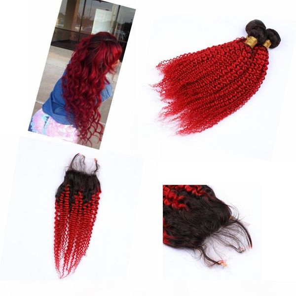 ombre indian virgin bundle hair with closure 4" * 4" dark root kinky curly #1b #613 human virgin hair bundles with closure, Black;brown
ombre indian virgin bundle hair with closure 4" * 4" dark root kinky curly #1b #613 human virgin hair bundles with closure, Black;brown