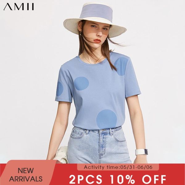 women's t-shirt amii minimalism summer tshirt fashion cotton dot printed oneck loose causal for women 12140426, White
women's t-shirt amii minimalism summer tshirt fashion cotton dot printed oneck loose causal for women 12140426, White