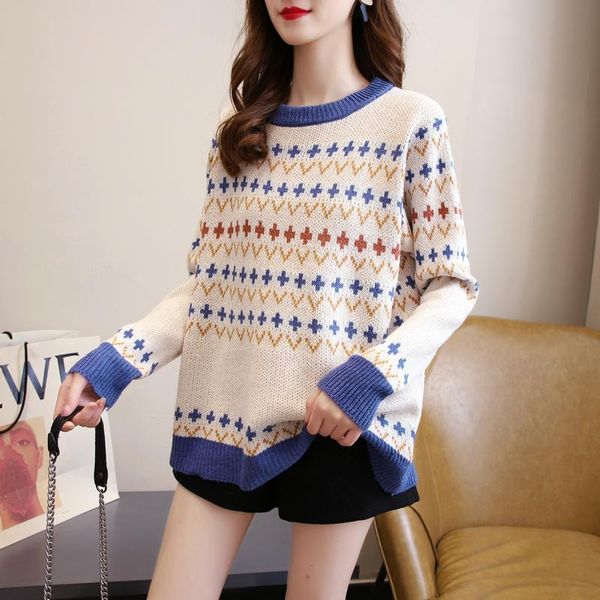 women's sweaters women knitted pullover sweater loose long sleeve autumn winter jumper, White;black
women's sweaters women knitted pullover sweater loose long sleeve autumn winter jumper, White;black