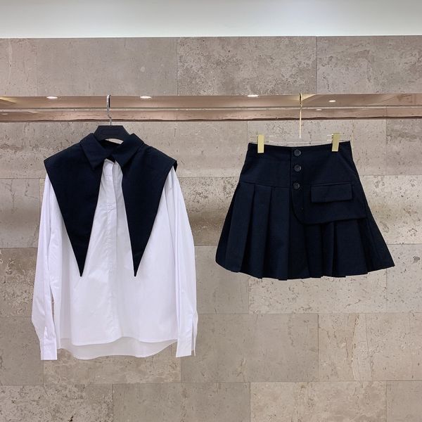 2021 spring new age reducing suit with shirt design long sleeve lapel shirt pleated skirt suit, White
2021 spring new age reducing suit with shirt design long sleeve lapel shirt pleated skirt suit, White
