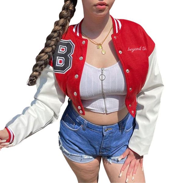 women's jackets women loose baseball leather long sleeve letter embroidery cropped, Black;brown
women's jackets women loose baseball leather long sleeve letter embroidery cropped, Black;brown