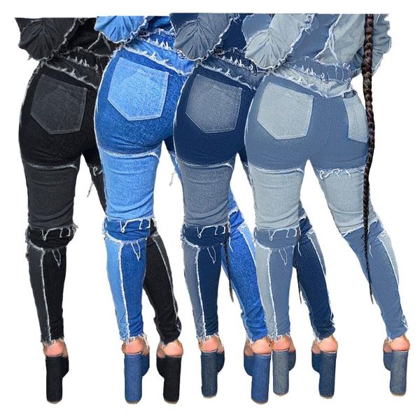 women's jeans women patchwork denim pants retro ripped pencil panelled trousers street skinny high waist lady jean, Blue
women's jeans women patchwork denim pants retro ripped pencil panelled trousers street skinny high waist lady jean, Blue