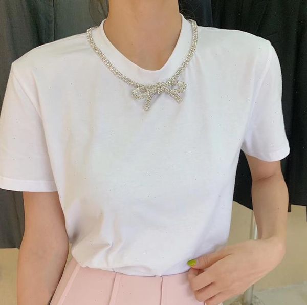 2021 new summer women new korean fashion pearl necklace beading bow decoration white t shirt drop shipping
2021 new summer women new korean fashion pearl necklace beading bow decoration white t shirt drop shipping