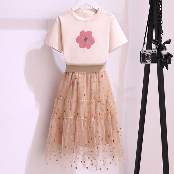 clothing sets stream flower dress, White