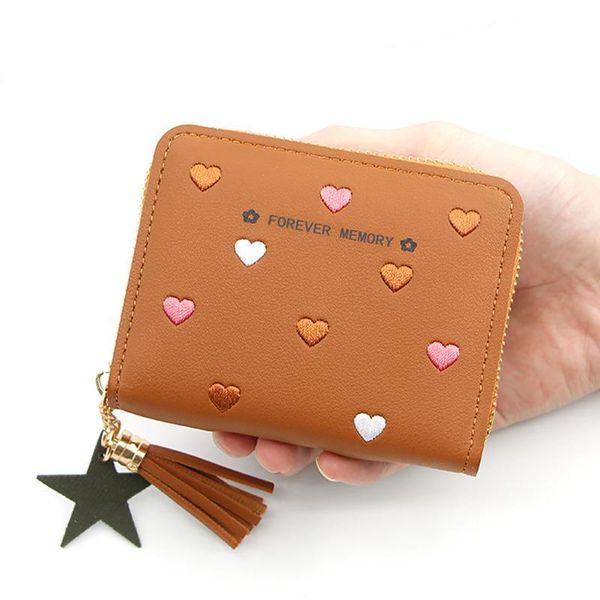 womens mini wallet candy color heart print elegant women short zipper cute coin purse card with tassel star pendants, Red;black
womens mini wallet candy color heart print elegant women short zipper cute coin purse card with tassel star pendants, Red;black